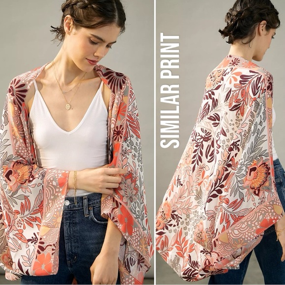 Anthropologie Multi Floral Larissa Cocoon Kimono NWT One Size - Picture 9 of 12